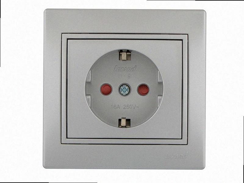 Зі захистом від дітей Розетка Mira металік сірий 701-1010-124В LEZARD, фото 1