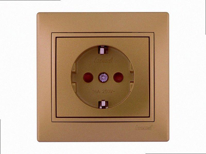 Зі захистом від дітей Розетка Mira світло-коричневий перламутр 701-3131-124В LEZARD, фото 1