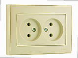 Подвійна Розетка без заземлення Rain крем 703-0303-128B LEZARD, фото 2