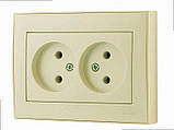 Подвійна Розетка без заземлення Rain крем 703-0303-128B LEZARD, фото 3