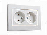 Розетка подвійна без заземлення Rain білий 703-0202-128B LEZARD, фото 2