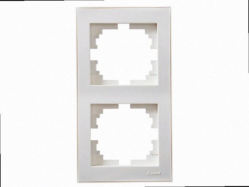 Рамка для вимикачів/розеток вертикальна 2-а Rain білий 703-0202-152 LEZARD, фото 1