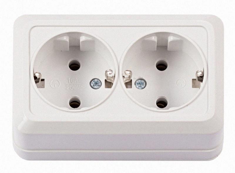 Подвійна із заземленням Розетка OPERA (білий) 2008 2008 LUXEL, фото 1