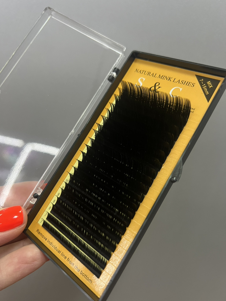 Чорні вії S&C, мікс C/0,15 (7-15 мм), 20 ліній