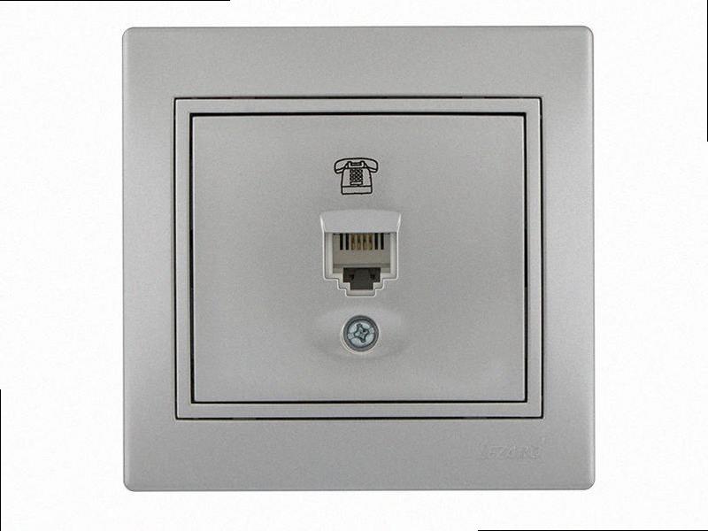 Телефонна євро Розетка Mira металік сірий 701-1010-137 LEZARD, фото 1