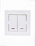 Подвійний Вимикач з підсвічуванням VESNA білий (10шт/120шт) 742-0288-112 LEZARD, фото 3