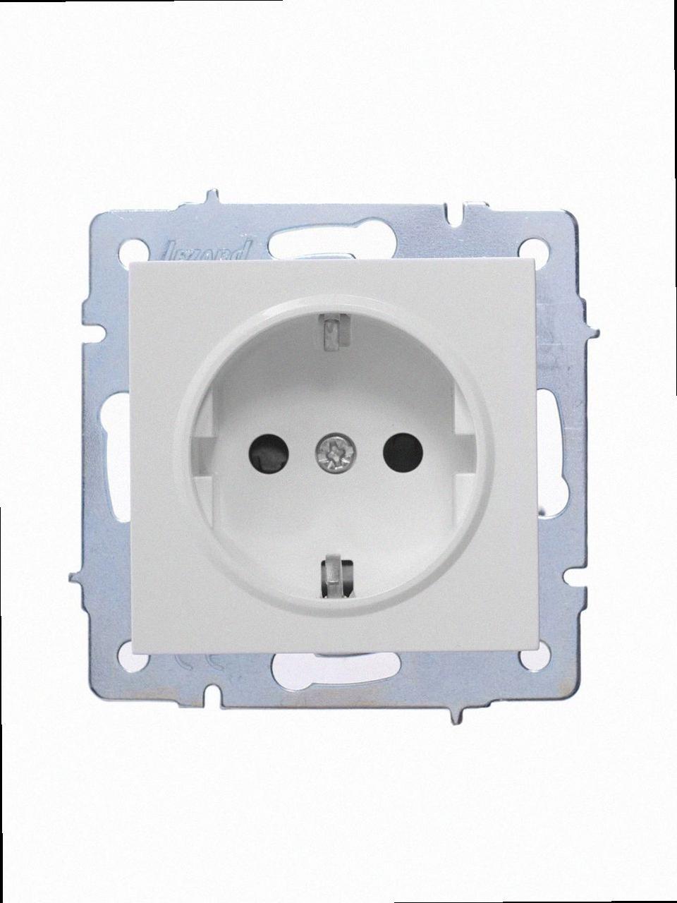 З захистом від дітей Розетка ПБТ VESNA біла (10шт/120шт) (без рамки) 742-0288-124B LEZARD, фото 1