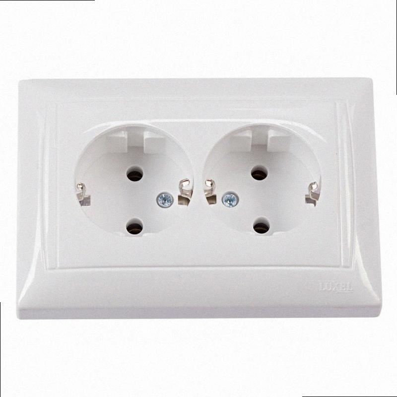 Подвійна із заземленням Розетка PRIMERA (білий) 3008 3008 LUXEL, фото 1