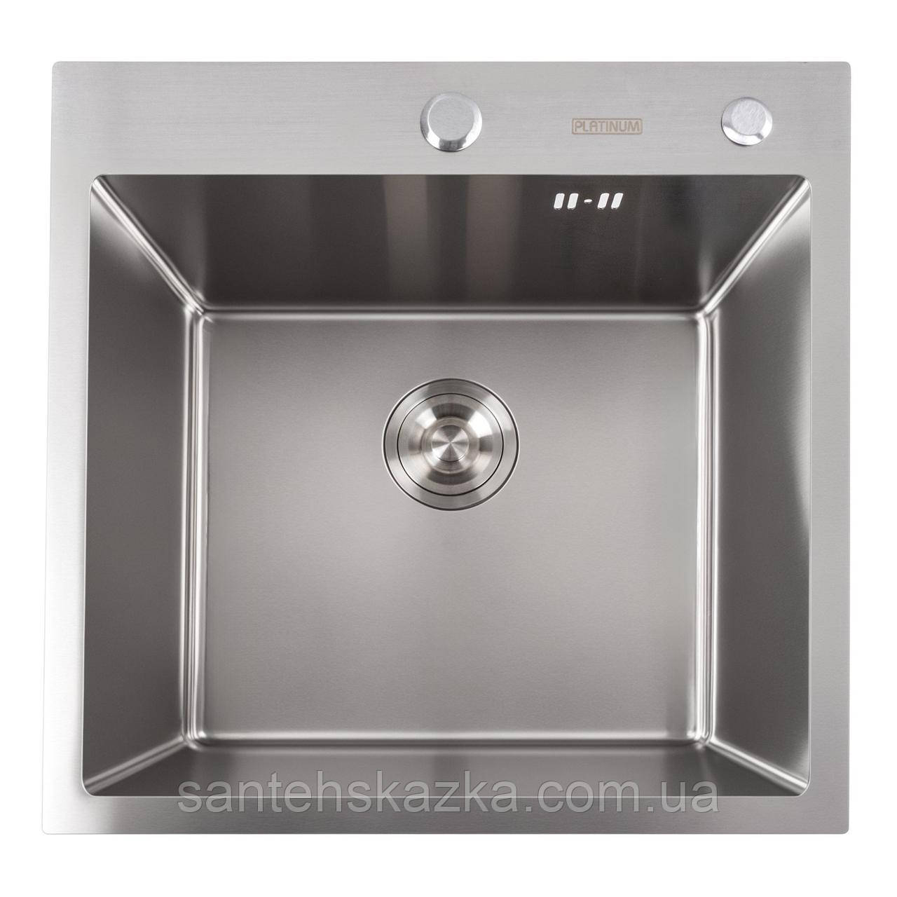 Кухонна мийка Platinum Handmade 500x500x220 (товщина 3,0/1,5 мм + дозатор в комплекті), фото 1