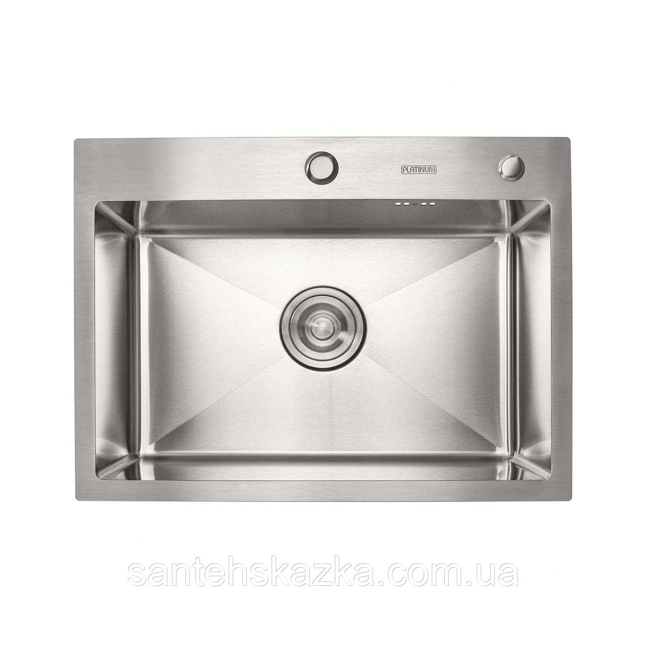 Кухонна мийка Platinum Handmade 580х430х220 (товщина 3,0/1,5 мм +  дозатор в комплекті), фото 1