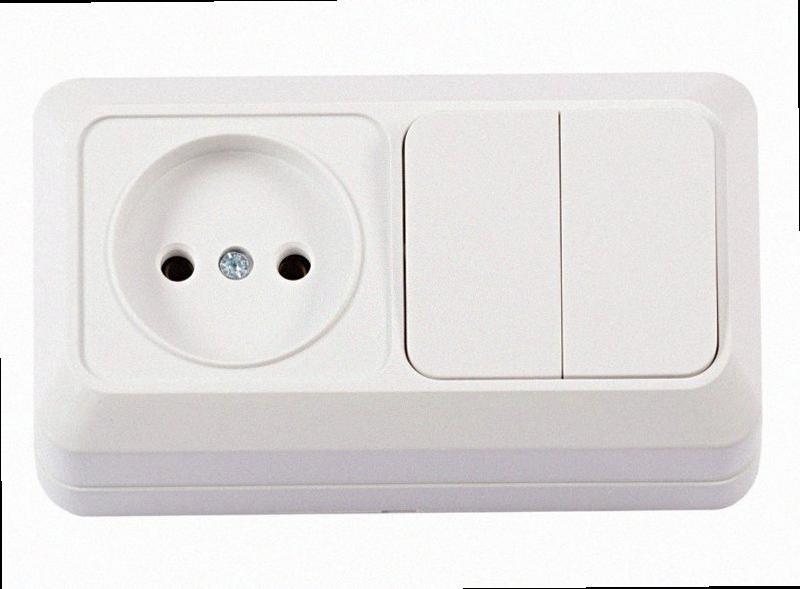 Розетка+вимикач подвійний OPERA (білий) 2033 2033 LUXEL, фото 1