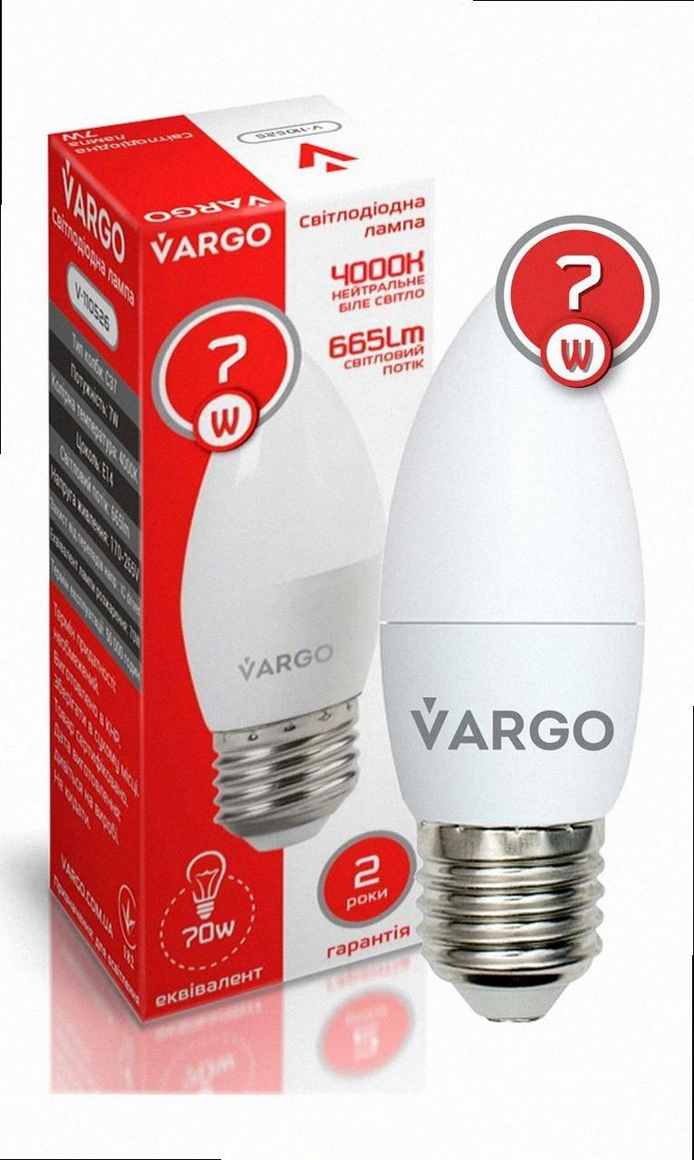 Лампа LED С37 7W E27 4000K 110525 VARGO, фото 1
