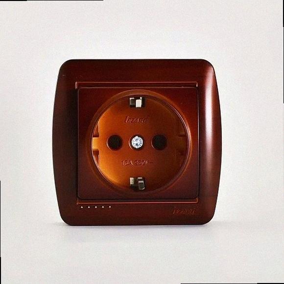 З заземленням Розетка Demet античний кедр 711-0400-122 LEZARD, фото 1