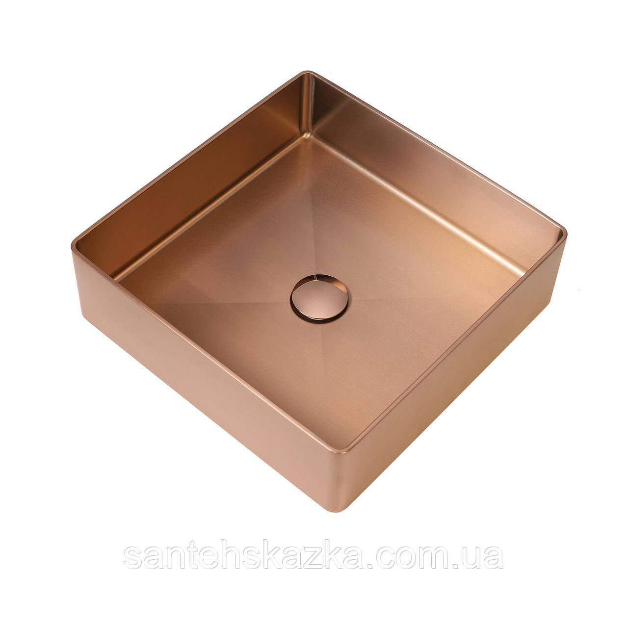 Умивальник Platinum Handmade PVD мідний 400x400 мм, фото 1