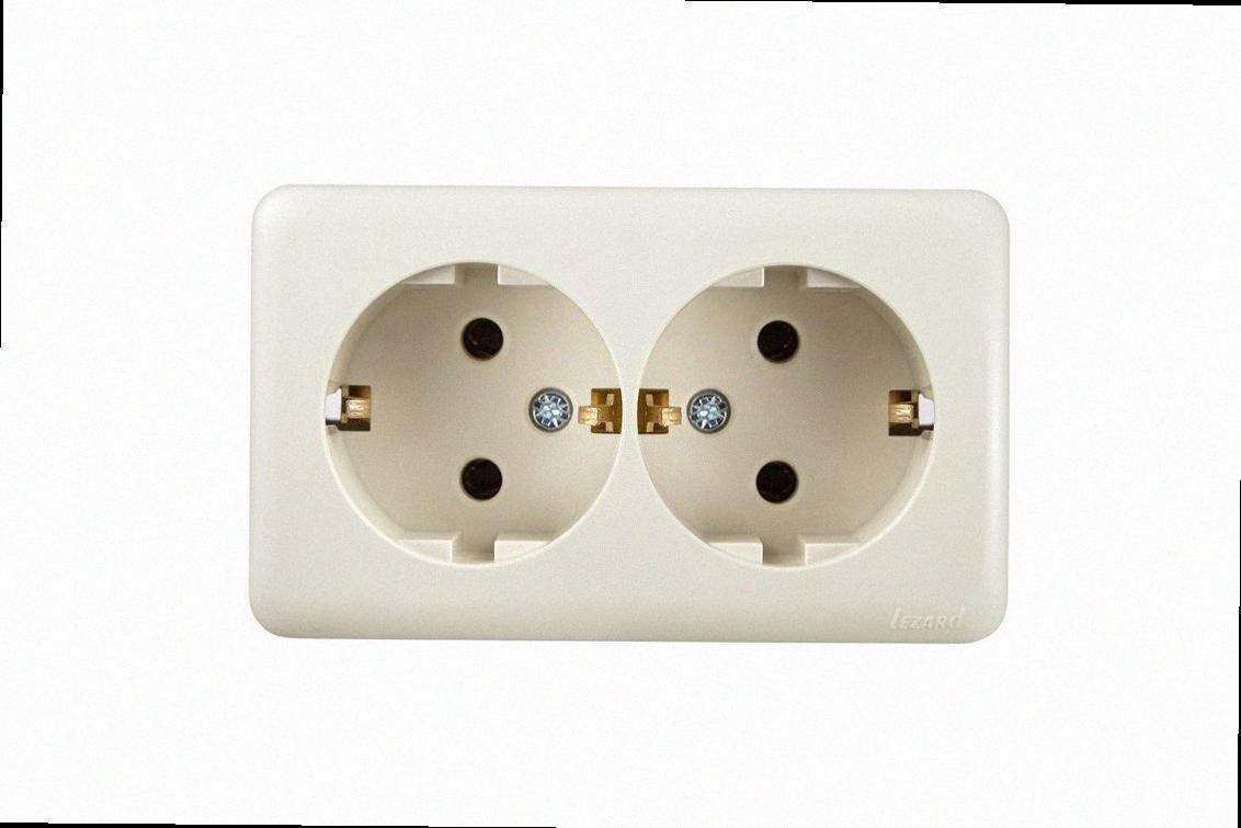 Розетка подвійна б/з закритий корпус (12шт/уп) крем 751-0300-128B LEZARD, фото 1