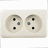 Розетка подвійна б/з закритий корпус (12шт/уп) крем 751-0300-128B LEZARD, фото 2