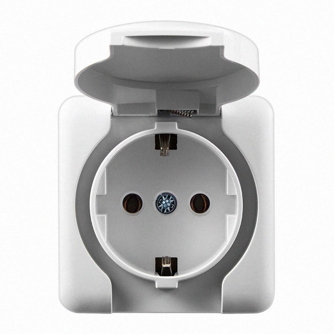 З заземленням Розетка з кришкою Viola білий 751-0200-123B LEZARD, фото 1