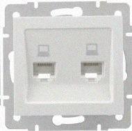 Розетка комп'ютерна подвійна Rain білий (без рамки) 703-0288-141 LEZARD, фото 1