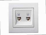 Розетка комп'ютерна подвійна Rain білий (без рамки) 703-0288-141 LEZARD, фото 2