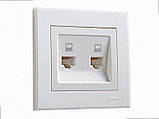 Розетка комп'ютерна подвійна Rain білий (без рамки) 703-0288-141 LEZARD, фото 3