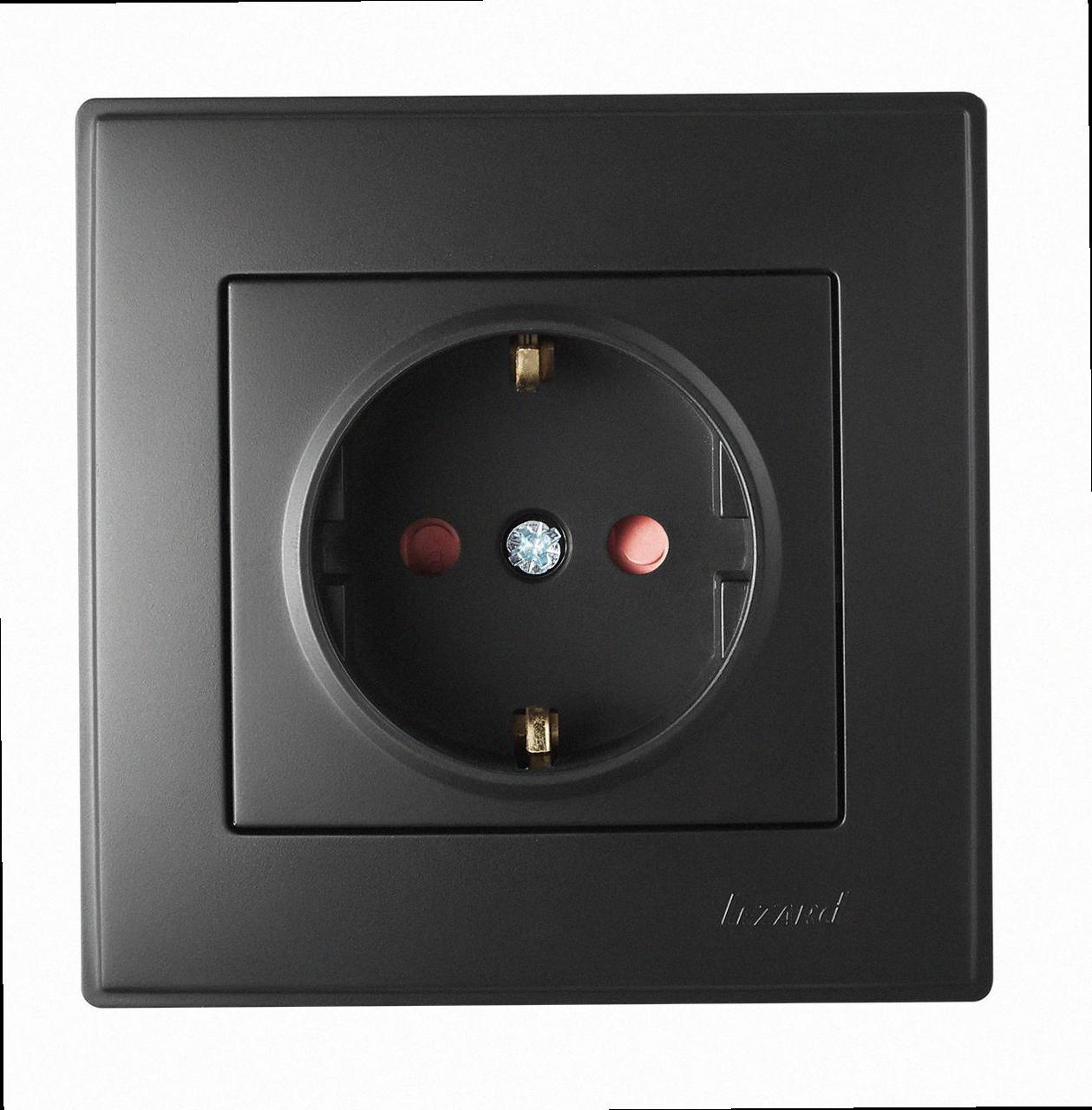 З захистом від дітей Розетка Lesya антрацит 705-4242-124B LEZARD, фото 1