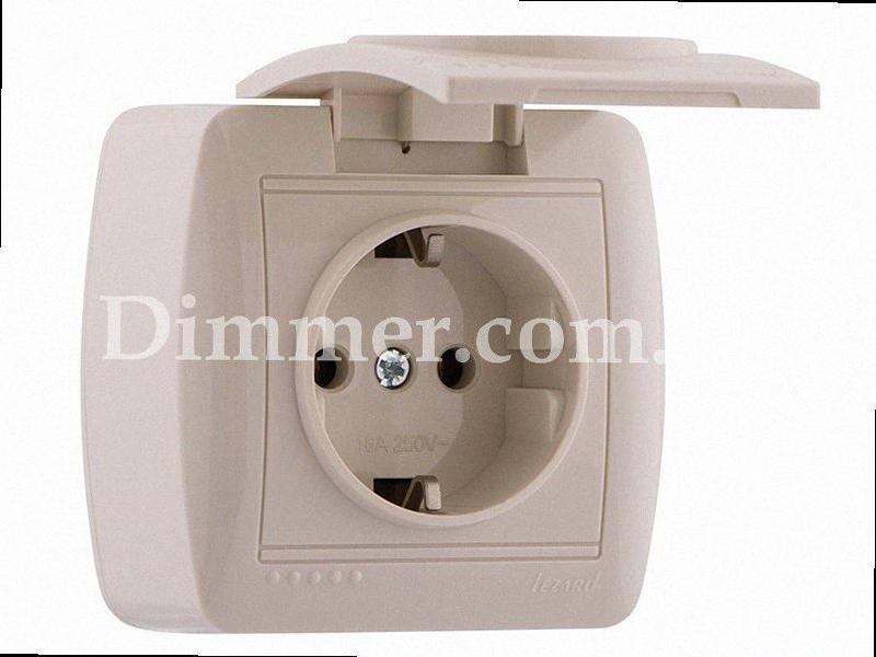 З заземленням Розетка з кришкою Demet крем 711-0300-123 LEZARD, фото 1
