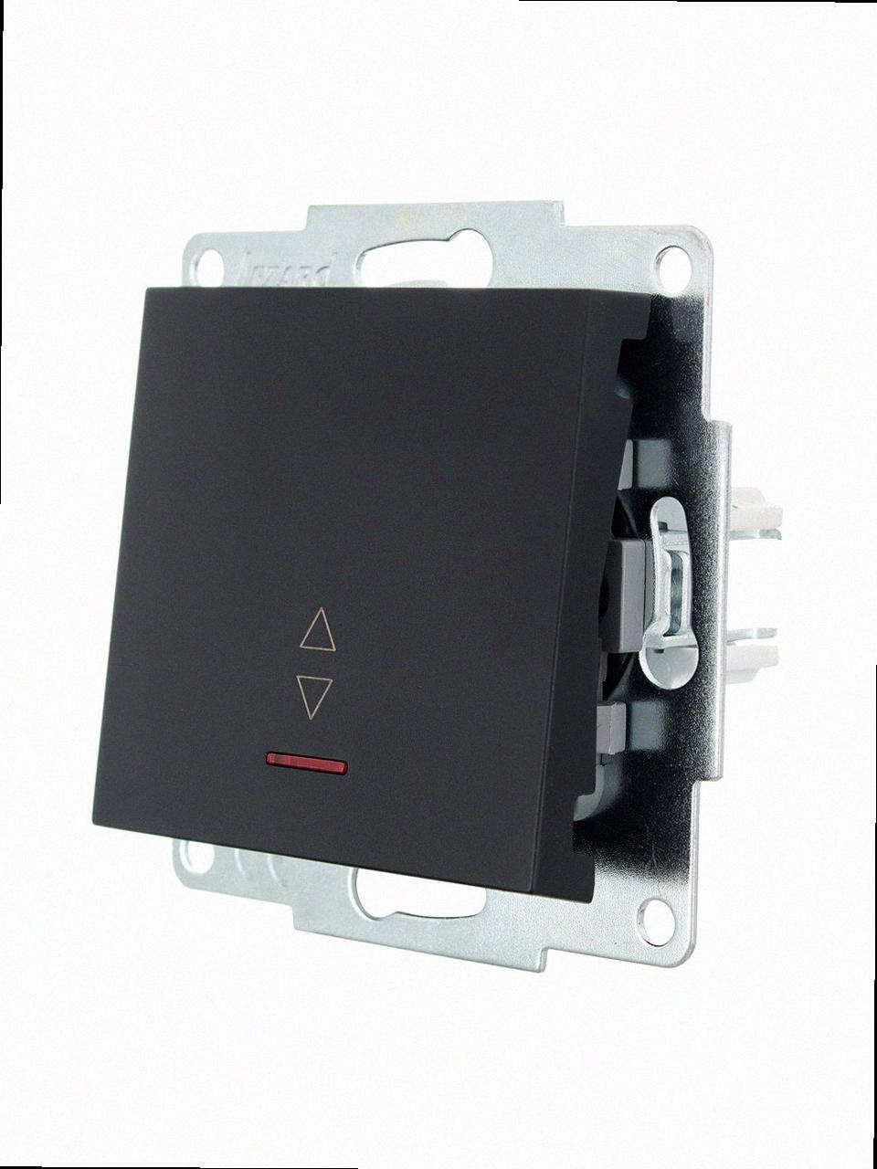 Прохідний Вимикач з підсвічуванням VESNA чорний (10шт/120шт) (без рамки) 742-4288-114 LEZARD, фото 1