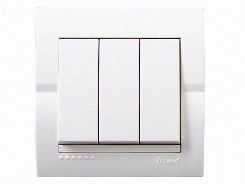 Потрійний Вимикач Deriy білий Deriy білий 702-0202-109 LEZARD, фото 1