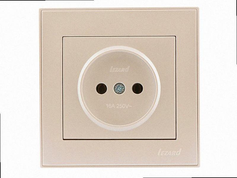 Без заземлення Розетка Rain перловий-білий перламутр (без рамки) 703-3088-121B LEZARD, фото 1