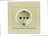 З заземленням Розетка Rain крем (без рамки) 703-0388-122B LEZARD, фото 2