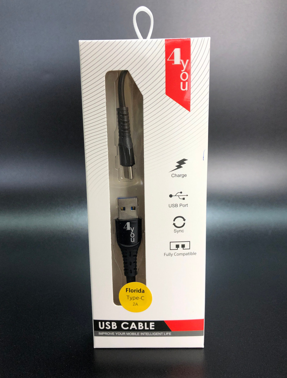 Кабель Usb Type-C 4you Florida (2A, silicon, чорний)