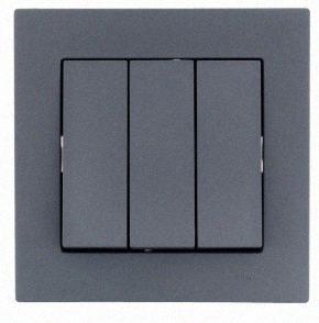 Потрійний Вимикач Шеффілд Грей VESNA 742-3488-109 LEZARD, фото 1