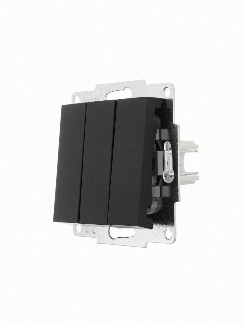 Потрійний Вимикач VESNA чорний (10шт/120шт) 742-4288-109 LEZARD, фото 1