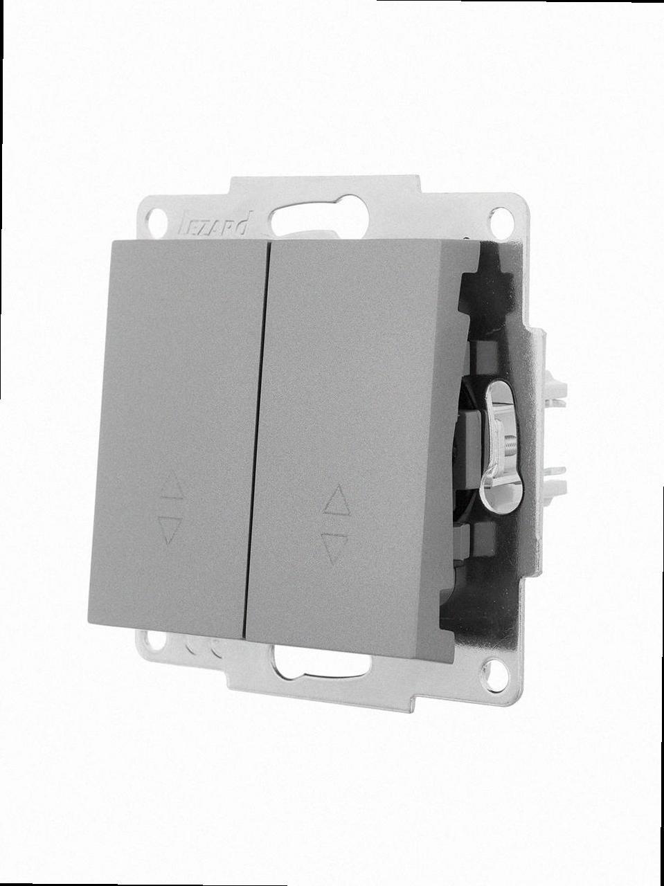 Прохідний Вимикач подвійний VESNA сірий (10шт/120шт) 742-3588-106 LEZARD, фото 1