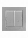 Прохідний Вимикач подвійний VESNA сірий (10шт/120шт) 742-3588-106 LEZARD, фото 4