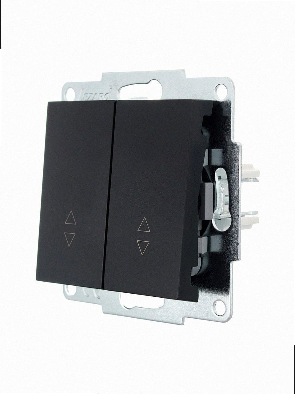 Прохідний Вимикач подвійний VESNA чорний (10шт/120шт) 742-4288-106 LEZARD, фото 1