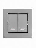 Подвійний Вимикач з підсвічуванням VESNA сірий (10шт/120шт) 742-3588-112 LEZARD, фото 4