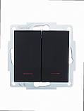 Подвійний Вимикач з підсвічуванням VESNA чорний (10шт/120шт) 742-4288-112 LEZARD, фото 2