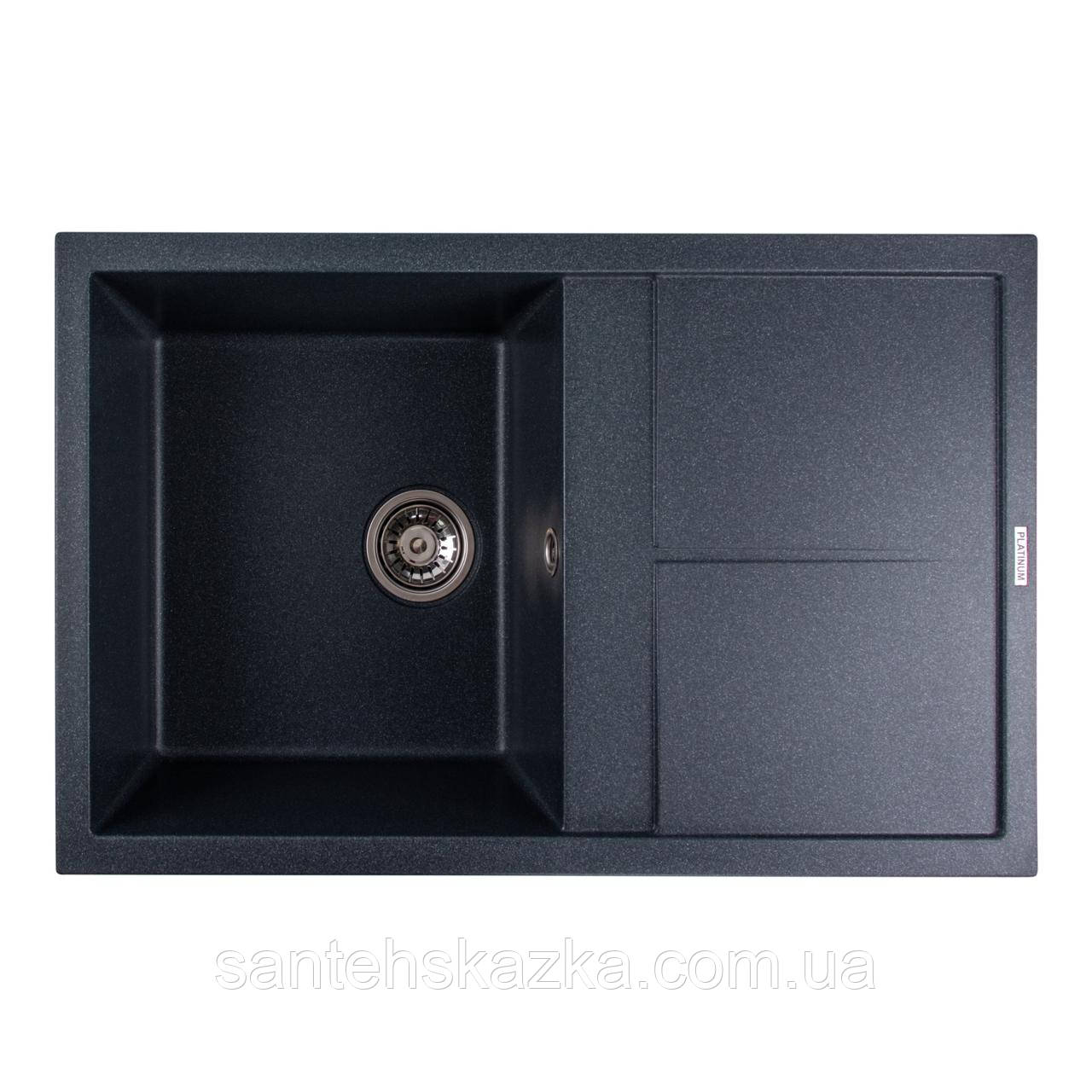 Гранітна мийка для кухні Platinum 7950 Selena матова Антрацит, фото 1