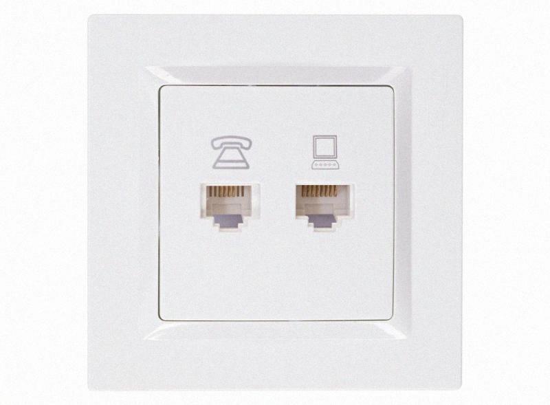Розетка Комп'ютерна+телефонна JAZZ (білий) 9029 9029 LUXEL, фото 1