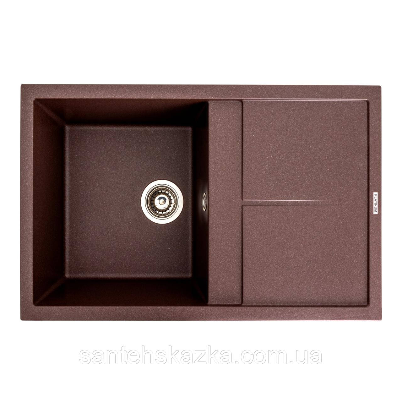 Гранітна мийка для кухні Platinum 7950 Selena матова Мокко, фото 1