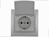Розетка з/з кришкою Mira металік сірий 701-1010-123В LEZARD, фото 2