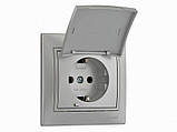Розетка з/з кришкою Mira металік сірий 701-1010-123В LEZARD, фото 3