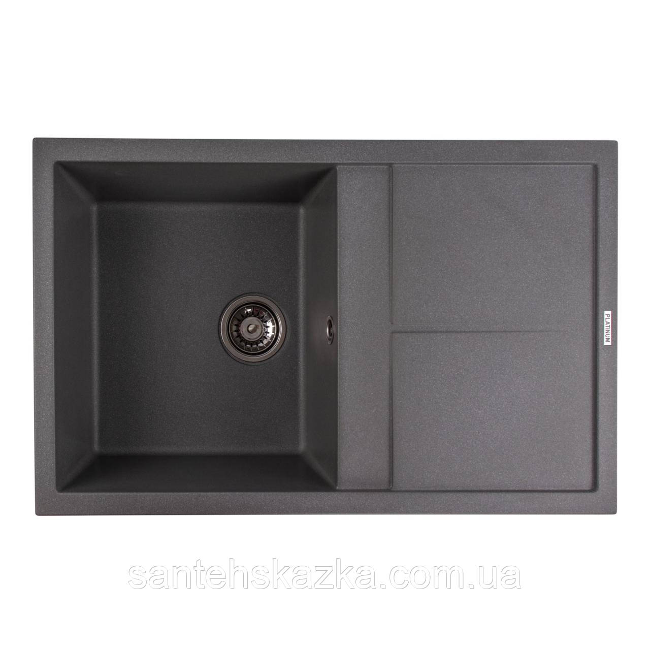 Гранітна мийка для кухні Platinum 7950 Selena матова Сірий мусон, фото 1