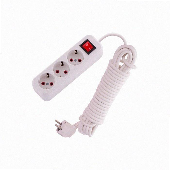 Із заземленням Подовжувач 3 входи 7 метрів з вимикачем LILA 720-0307-302 LEZARD, фото 1