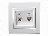 Подвійна Розетка телефонна євро Rain білий 703-0288-138 LEZARD, фото 2