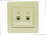 Подвійна Розетка телефонна євро Rain крем 703-0388-138 LEZARD, фото 2