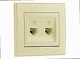 Подвійна Розетка телефонна євро Rain крем 703-0388-138 LEZARD, фото 3