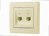 Подвійна Розетка телефонна євро Rain крем 703-0388-138 LEZARD, фото 4