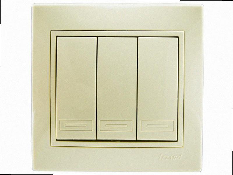 Потрійний Вимикач Mira крем 701-0303-109 LEZARD, фото 1